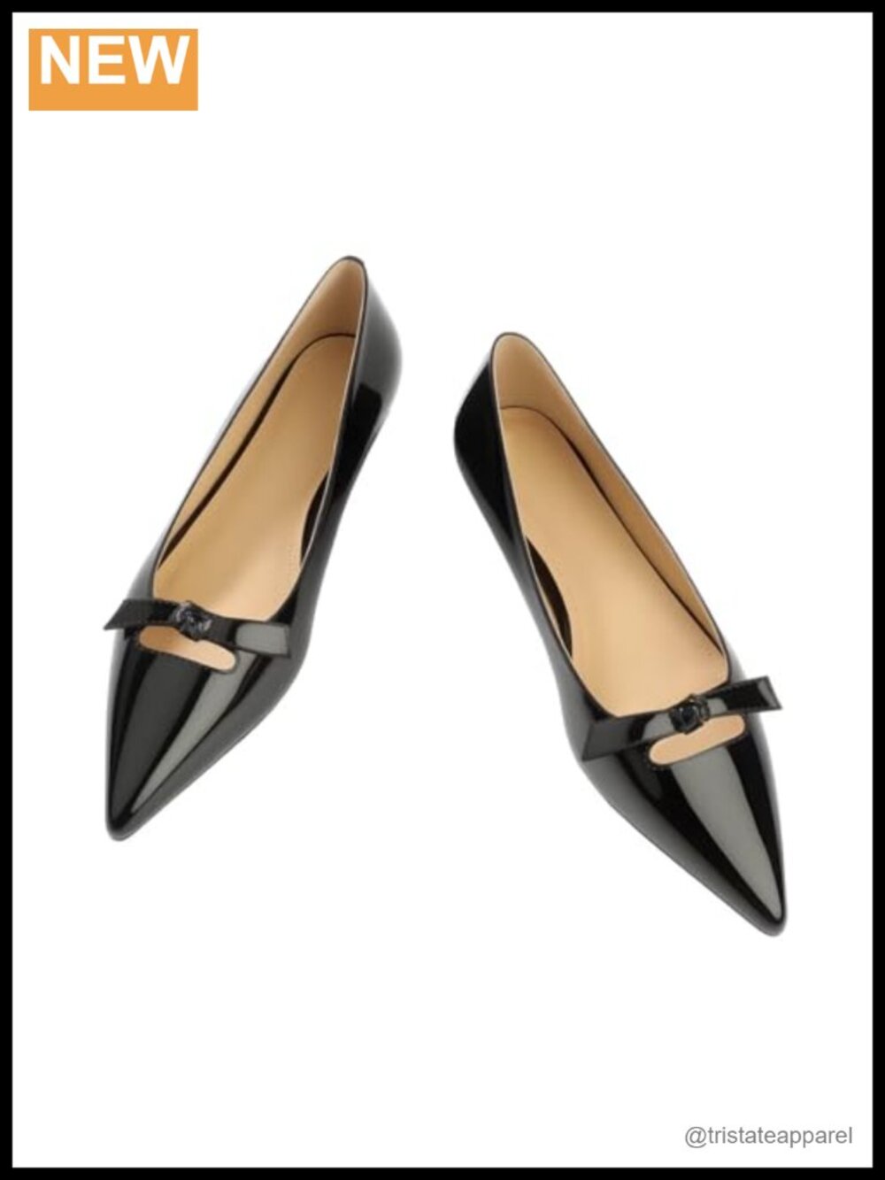 Women's Patent Leather Pointed Toe Ballet Flats Bow Dressy Comfortable